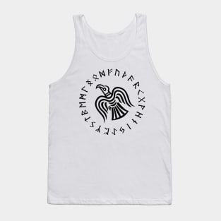 raven of odin elder futhark runes black Tank Top